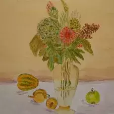 Irena OKNIAŃSKA - Martwa natura kwiatowa (akwarela)