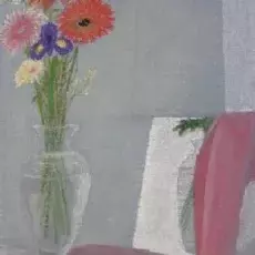 Halina ROGOZIŃSKA - Martwa natura kwiatowa z lustrem (pastel)