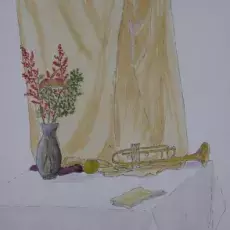 Kalicka Krystyna<br /><em>Martwa Natura</em><br />(rysunek piórkiem, akwarela)
