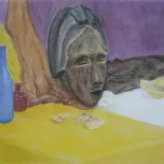 Kalicka Krystyna<br /><em>Martwa Natura z Maską</em><br />(pastel)