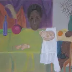 Pepłowska Danuta<br /><em>Martwa Natura z Maską</em><br />(pastel)