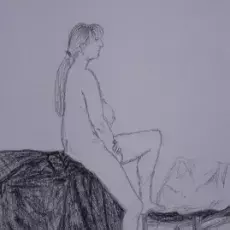 Stachowska Janina<br /><em>Akt I</em><br />(rysunek czarną kredką)