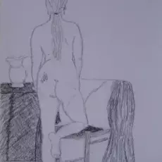 Stachowska Janina<br /><em>Akt II</em><br />(rysunek czarną kredką)