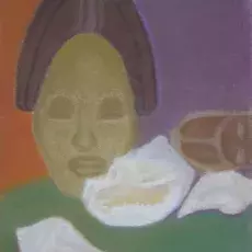 Głąbińska Zofia<br /><em>Martwa Natura z Maską</em><br />(pastel)