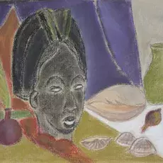Klepacka Mirosława<br /><em>Martwa Natura z Maską</em><br />(pastel)