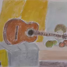 Klepacka Mirosława<br /><em>Martwa Natura z Gitarą</em><br />(pastel)