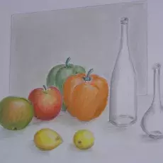 Kusińska Bronisława<br /><em>Martwa Natura</em><br />(rysunek kredkami)