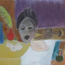 Kraszewska Jadwiga<br /><em>Martwa Natura z Maską</em><br />(pastel)