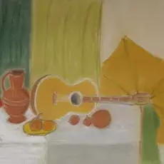 Kraszewska Jadwiga<br /><em>Martwa Natura z Gitarą</em><br />(pastel)
