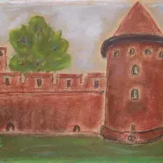 Mirosława KLEPACKA - Fragment murów okalających wzgórze (pastel)