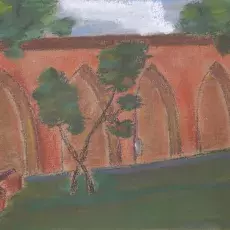 Mirosława KLEPACKA - Fragment murów okalających wzgórze (pastel)