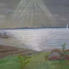 Helena WYRZYKOWSKA - Widok na zalew (pastel)