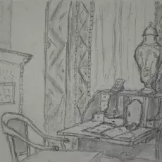Olcha Średzińska - Wnętrze muzeum (rysunek węglem)