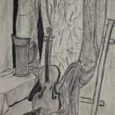 Średzińska Olcha - Martwa natura ( rysunek węglem )
