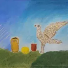 Czachowicz Maria - Martwa natura z jastrzębiem (pastel)