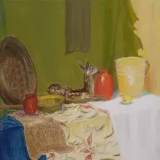 Pilarczyk Bożena - Martwa natura z sarenką (pastel)