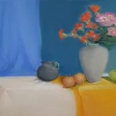 Gryń Zofia - Martwa natura kwiatowa (pastel)