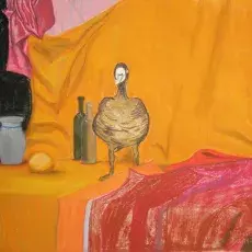 Stachowska Janina - Martwa natura z gęsią (pastel)
